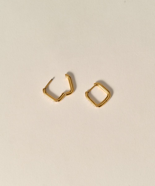 novice（ノーヴィス）の「【novice】CZ Hinged Square Hoop Pierce［Stainless］（ピアス（両耳用）・レディース・シルバー/ゴールド・FREE）」の6枚目の写真