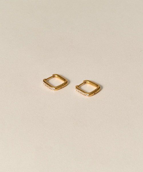 novice（ノーヴィス）の「【novice】CZ Hinged Square Hoop Pierce［Stainless］（ピアス（両耳用）・レディース・シルバー/ゴールド・FREE）」の7枚目の写真