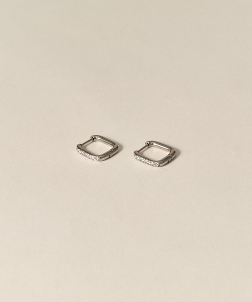 novice（ノーヴィス）の「【novice】CZ Hinged Square Hoop Pierce［Stainless］（ピアス（両耳用）・レディース・シルバー/ゴールド・FREE）」の10枚目の写真
