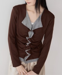 Siel（シエル）の「フェイクレイヤード切り替えギャザートップス（Tシャツ/カットソー）」