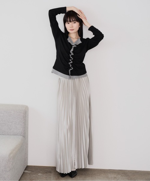 Siel(シエル)の「フェイクレイヤード切り替えギャザートップス(Tシャツ/カットソー・レディース・グレー/ブラック/ブラウン・FREE)」の22枚目の写真