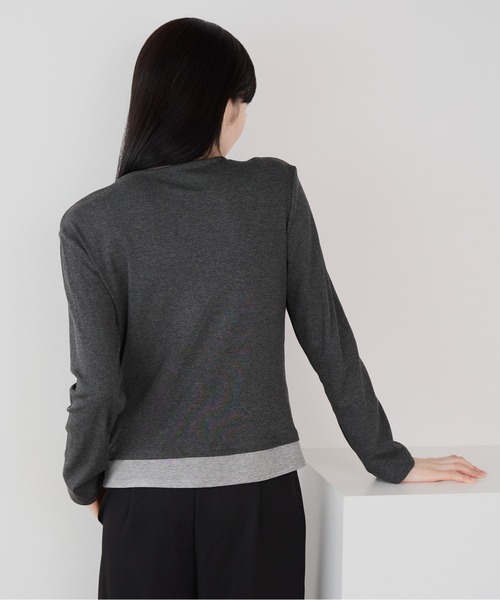 Siel(シエル)の「フェイクレイヤード切り替えギャザートップス(Tシャツ/カットソー・レディース・グレー/ブラック/ブラウン・FREE)」の16枚目の写真