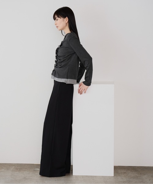 Siel(シエル)の「フェイクレイヤード切り替えギャザートップス(Tシャツ/カットソー・レディース・グレー/ブラック/ブラウン・FREE)」の18枚目の写真