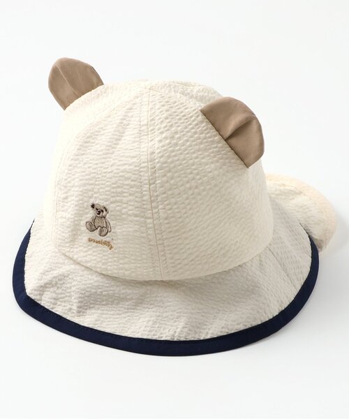 apres les cours(アプレレクール)の「【UVカット】くま耳付きベビー帽子(ハット・キッズ・アイボリー・48/46)」の1枚目の写真
