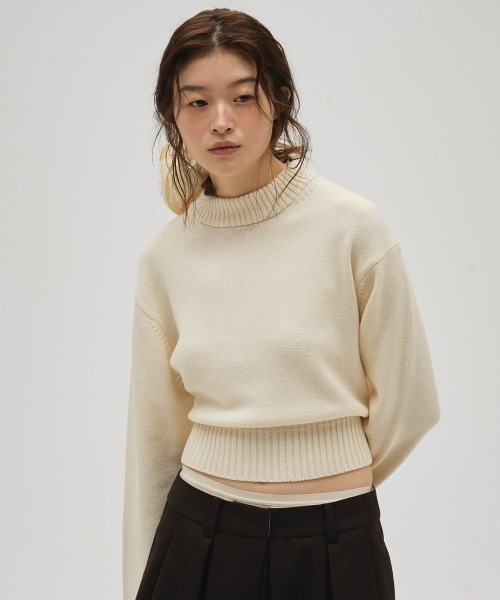 TODAYFUL（トゥデイフル）の「Crewneck Slub Knit（ニット/セーター・レディース・セージグリーン/ブラック/キナリ・FREE）」の2枚目の写真
