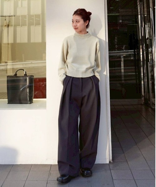 TODAYFUL（トゥデイフル）の「Crewneck Slub Knit（ニット/セーター・レディース・セージグリーン/ブラック/キナリ・FREE）」の4枚目の写真