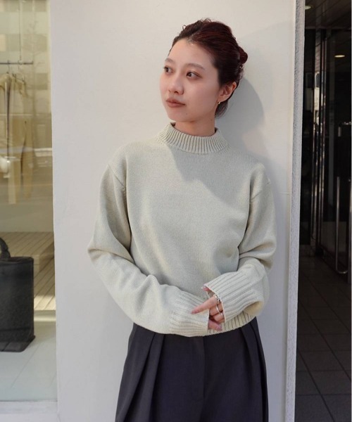 TODAYFUL（トゥデイフル）の「Crewneck Slub Knit（ニット/セーター・レディース・セージグリーン/ブラック/キナリ・FREE）」の5枚目の写真