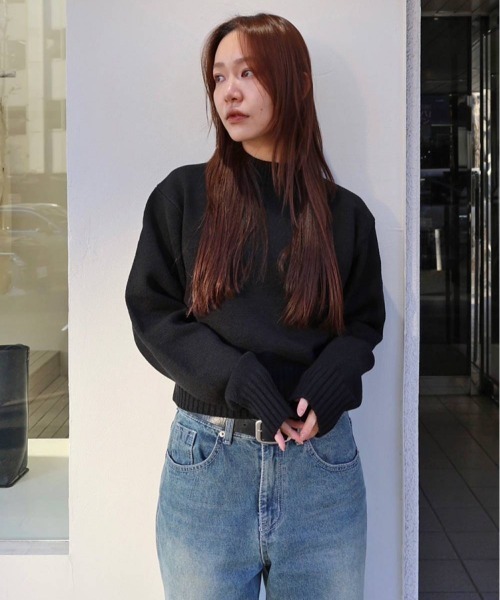 TODAYFUL（トゥデイフル）の「Crewneck Slub Knit（ニット/セーター・レディース・セージグリーン/ブラック/キナリ・FREE）」の6枚目の写真