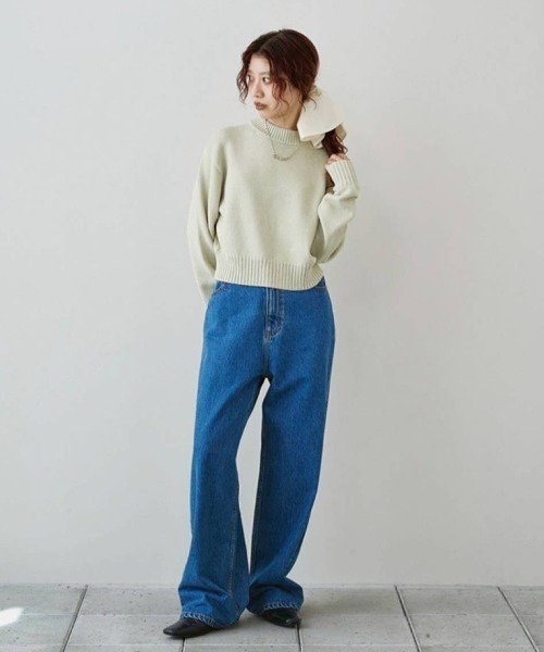 TODAYFUL（トゥデイフル）の「Crewneck Slub Knit（ニット/セーター・レディース・セージグリーン/ブラック/キナリ・FREE）」の8枚目の写真