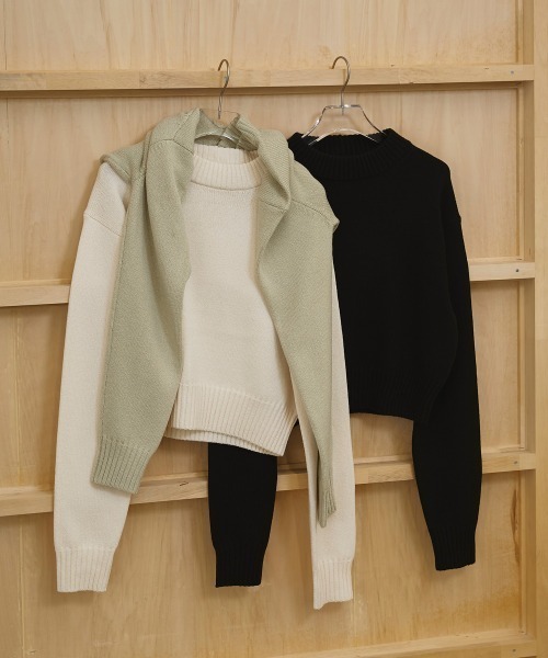 TODAYFUL（トゥデイフル）の「Crewneck Slub Knit（ニット/セーター・レディース・セージグリーン/ブラック/キナリ・FREE）」の16枚目の写真