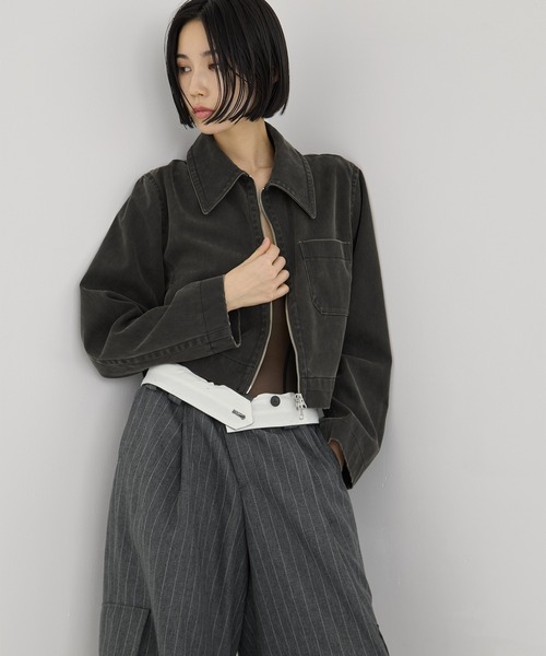 STUDIOUS（ステュディオス）の「【STUDIOUS/ステュディオス】Barrel Leg Cargo Trousers/バレルレッグカーゴトラウザー/ワイドパンツ（カーゴパンツ・レディース・ストライプ/ホワイト/ブラック・1/2）」の13枚目の写真