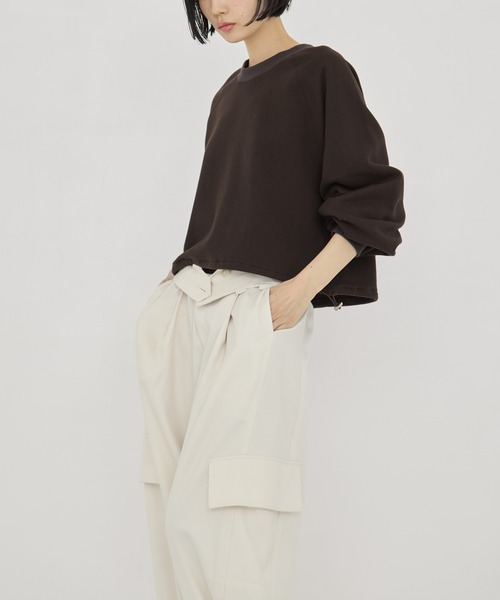 STUDIOUS（ステュディオス）の「【STUDIOUS/ステュディオス】Barrel Leg Cargo Trousers/バレルレッグカーゴトラウザー/ワイドパンツ（カーゴパンツ・レディース・ストライプ/ホワイト/ブラック・1/2）」の9枚目の写真