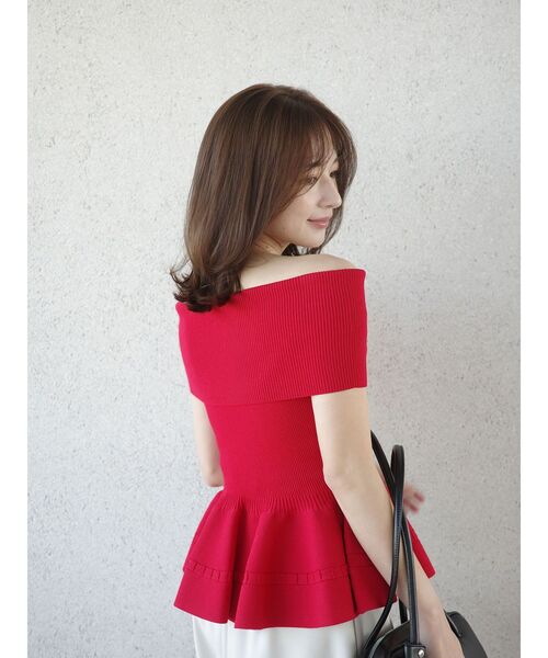 LAGUNAMOON(ラグナムーン)の「ペプラムオフショルニットプルオーバー 【夏服】(ニット/セーター・レディース・ブラック/レッド/ホワイト・FREE)」の14枚目の写真