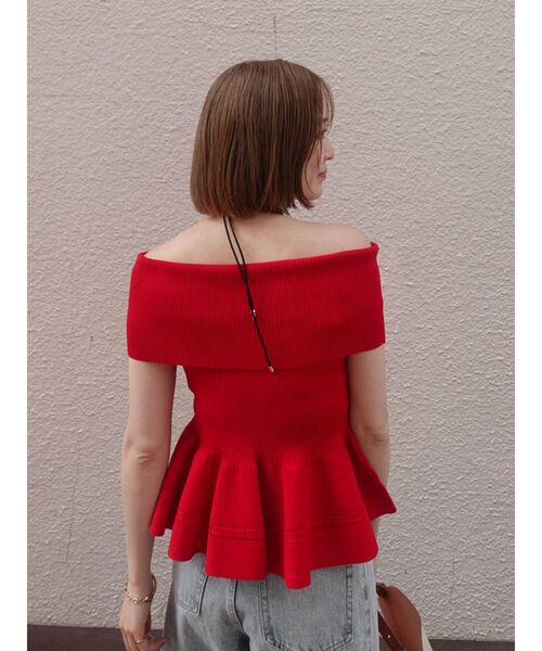 LAGUNAMOON(ラグナムーン)の「ペプラムオフショルニットプルオーバー 【夏服】(ニット/セーター・レディース・ブラック/レッド/ホワイト・FREE)」の21枚目の写真