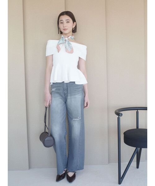 LAGUNAMOON（ラグナムーン）の「ペプラムオフショルニットプルオーバー（ニット/セーター・レディース・ブラック/レッド/ホワイト・FREE）」の11枚目の写真