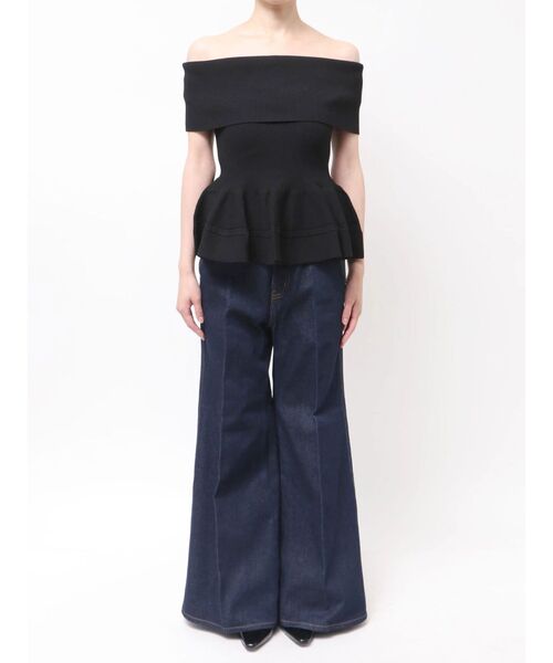 LAGUNAMOON（ラグナムーン）の「ペプラムオフショルニットプルオーバー（ニット/セーター・レディース・ブラック/レッド/ホワイト・FREE）」の4枚目の写真