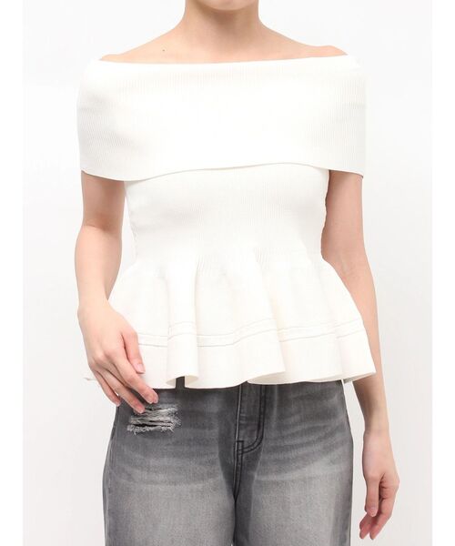 LAGUNAMOON(ラグナムーン)の「ペプラムオフショルニットプルオーバー 【夏服】(ニット/セーター・レディース・ブラック/レッド/ホワイト・FREE)」の7枚目の写真