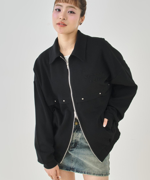 ANAP(アナップ)の「ボンディング スウェット エンボスロゴ ブルゾン【セットアップ対応】(ブルゾン・レディース・アイボリー/カーキ/ブラック・F)」の3枚目の写真