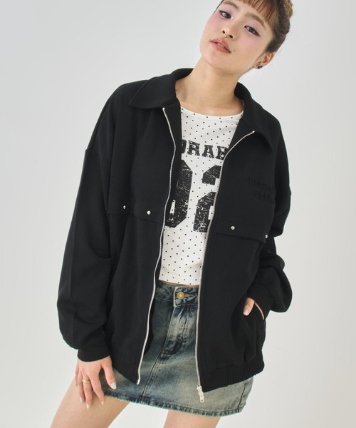 ANAP(アナップ)の「ボンディング スウェット エンボスロゴ ブルゾン【セットアップ対応】(ブルゾン・レディース・アイボリー/カーキ/ブラック・F)」の4枚目の写真