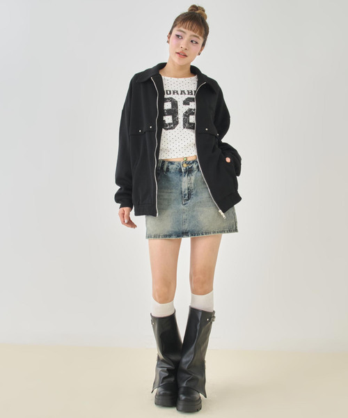 ANAP(アナップ)の「ボンディング スウェット エンボスロゴ ブルゾン【セットアップ対応】(ブルゾン・レディース・アイボリー/カーキ/ブラック・F)」の7枚目の写真