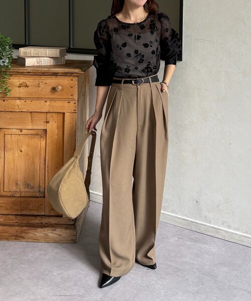 Thevon（ゼボン）の「花柄オーガンジーブラウス（シャツ/ブラウス・レディース・アイボリー/ブラック・FREE）」の21枚目の写真