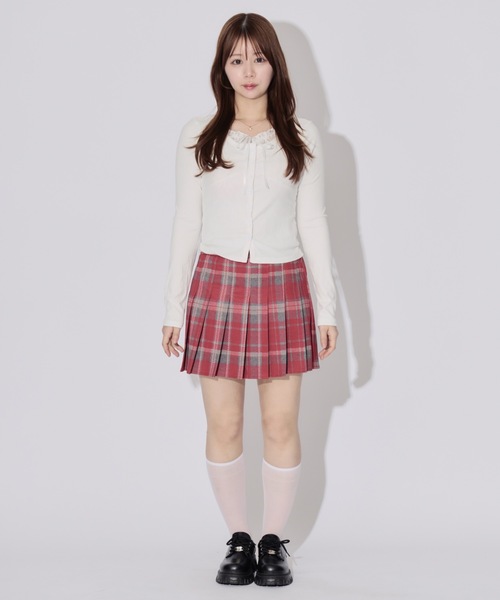 ALLuRing ChaRm（アリュリングチャーム）の「Frill Ribbon Ribbed Top / フリルリボンリブトップス（シャツ/ブラウス・レディース・ブラック/ホワイト・FREE）」の7枚目の写真