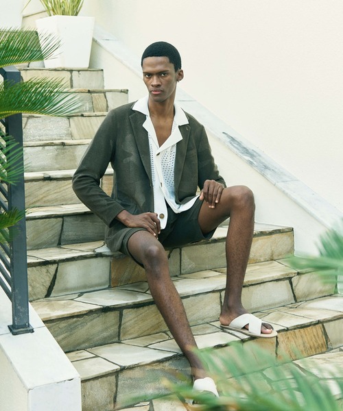 1PIU1UGUALE3  RELAX （ウノピゥウノウグァーレトレ リラックス）の「1PIU1UGUALE3 RELAX(ウノピゥウノウグァーレトレ リラックス)カモ柄エンボス パイルジャケット（テーラードジャケット・メンズ・カーキ/ブラック・S/M/L/XL/XXL）」の3枚目の写真