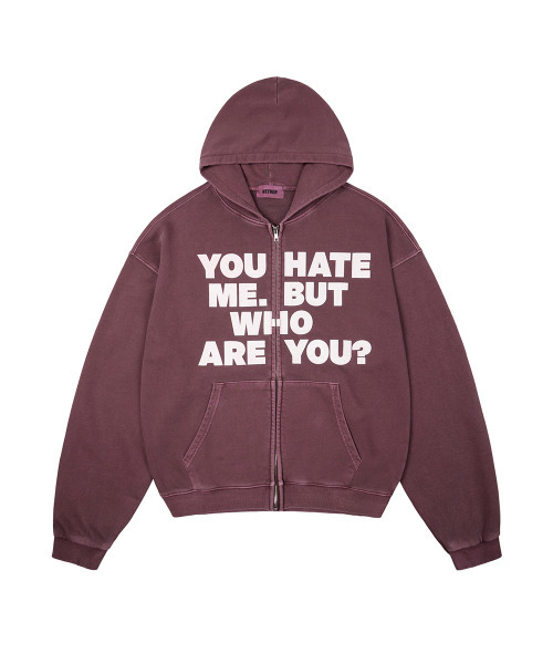 NETHERWORLD(ネザーワールド)の「WHO ARE YOU ZIP HOODIE WINE(パーカー・メンズ・Wine・1/2)」の1枚目の写真