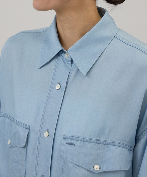 SALON adam et rope'(サロン アダム エ ロペ)の「デニムライクシャツ / セットアップ対応(シャツ/ブラウス・レディース・サックスブルー/ブルー系その他4・FREE)」の17枚目の写真