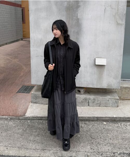 MUSINSA STANDARD WOMAN（ムシンサスタンダードウーマン）の「ウィメンズジャージティアードロングスカート[グレー]（スカート・レディース・その他・SMALL/MEDIUM/LARGE/X-SMALL）」の5枚目の写真