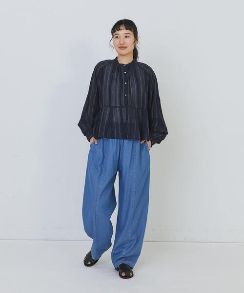 conges payes ADIEU TRISTESSE(コンジェ ペイエ アデュートリステス)の「【3月ベストセラーブランド内5位】フリンジストライプブラウス(シャツ/ブラウス・レディース・ブルー系その他/グレー系その他・38)」の3枚目の写真