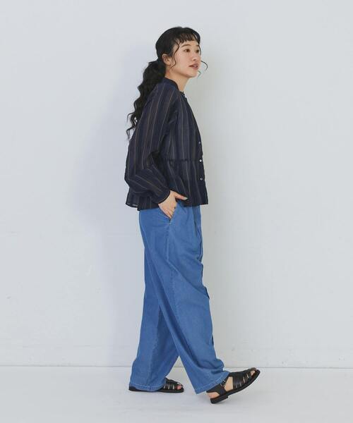 conges payes ADIEU TRISTESSE(コンジェ ペイエ アデュートリステス)の「【3月ベストセラーブランド内5位】フリンジストライプブラウス(シャツ/ブラウス・レディース・ブルー系その他/グレー系その他・38)」の4枚目の写真