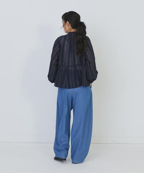 conges payes ADIEU TRISTESSE(コンジェ ペイエ アデュートリステス)の「【3月ベストセラーブランド内5位】フリンジストライプブラウス(シャツ/ブラウス・レディース・ブルー系その他/グレー系その他・38)」の5枚目の写真