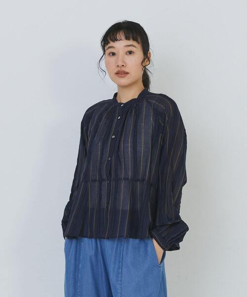 conges payes ADIEU TRISTESSE(コンジェ ペイエ アデュートリステス)の「【3月ベストセラーブランド内5位】フリンジストライプブラウス(シャツ/ブラウス・レディース・ブルー系その他/グレー系その他・38)」の6枚目の写真