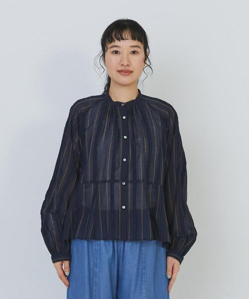 conges payes ADIEU TRISTESSE(コンジェ ペイエ アデュートリステス)の「【3月ベストセラーブランド内5位】フリンジストライプブラウス(シャツ/ブラウス・レディース・ブルー系その他/グレー系その他・38)」の7枚目の写真