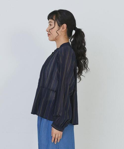 conges payes ADIEU TRISTESSE(コンジェ ペイエ アデュートリステス)の「【3月ベストセラーブランド内5位】フリンジストライプブラウス(シャツ/ブラウス・レディース・ブルー系その他/グレー系その他・38)」の8枚目の写真