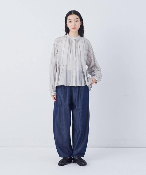 conges payes ADIEU TRISTESSE(コンジェ ペイエ アデュートリステス)の「【3月ベストセラーブランド内5位】フリンジストライプブラウス(シャツ/ブラウス・レディース・ブルー系その他/グレー系その他・38)」の10枚目の写真