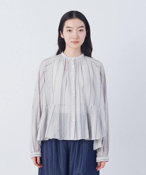 conges payes ADIEU TRISTESSE(コンジェ ペイエ アデュートリステス)の「【3月ベストセラーブランド内5位】フリンジストライプブラウス(シャツ/ブラウス・レディース・ブルー系その他/グレー系その他・38)」の14枚目の写真