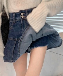 キュロット プリーツ」に該当するブルー・ネイビー/青色系の