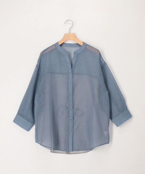 MICO COULIER（ミコクリエ）の「シアーリネンライク配色後ろリボンシャツ（シャツ/ブラウス・レディース・マスタード/ブルー/ベビーピンク・38）」の2枚目の写真