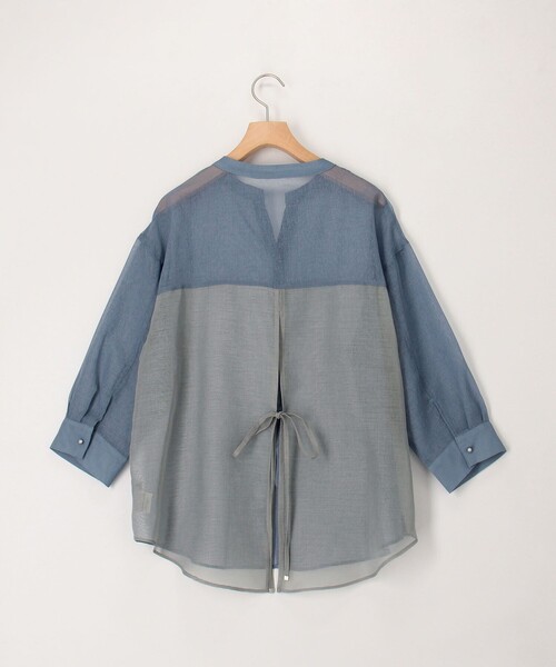 MICO COULIER（ミコクリエ）の「シアーリネンライク配色後ろリボンシャツ（シャツ/ブラウス・レディース・マスタード/ブルー/ベビーピンク・38）」の18枚目の写真