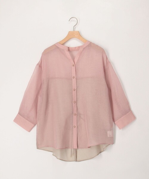 MICO COULIER（ミコクリエ）の「シアーリネンライク配色後ろリボンシャツ（シャツ/ブラウス・レディース・マスタード/ブルー/ベビーピンク・38）」の20枚目の写真