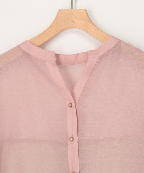 MICO COULIER（ミコクリエ）の「シアーリネンライク配色後ろリボンシャツ（シャツ/ブラウス・レディース・マスタード/ブルー/ベビーピンク・38）」の21枚目の写真