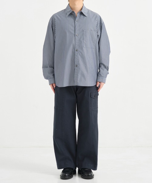 PUBLIC TOKYO(パブリックトウキョウ)の「コットンサージベイカーパンツ /春服/ワイド(カーゴパンツ・メンズ・カーキ/ネイビー・2/1)」の7枚目の写真