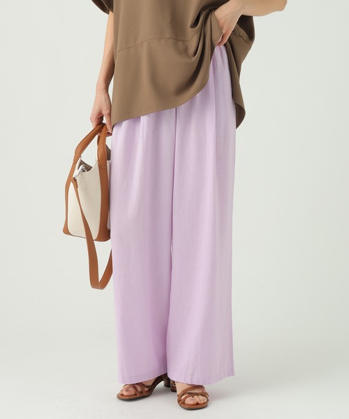 Elura（エルーラ）の「リネンブレンドワイドパンツ＜低身長サイズあり＞/659648（その他パンツ・レディース・グリーン/チャコールグレー/ライトピンク/ブラウン・FREE(S)/MEDIUM/LARGE/SMALL）」の4枚目の写真