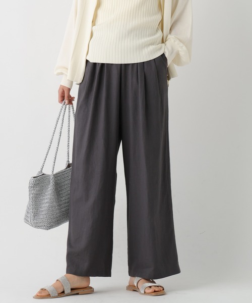 Elura（エルーラ）の「リネンブレンドワイドパンツ＜低身長サイズあり＞/659648（その他パンツ・レディース・グリーン/チャコールグレー/ライトピンク/ブラウン・FREE(S)/MEDIUM/LARGE/SMALL）」の2枚目の写真