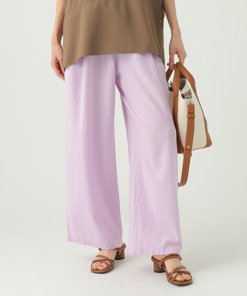 Elura（エルーラ）の「リネンブレンドワイドパンツ＜低身長サイズあり＞/659648（その他パンツ・レディース・グリーン/チャコールグレー/ライトピンク/ブラウン・FREE(S)/MEDIUM/LARGE/SMALL）」の13枚目の写真