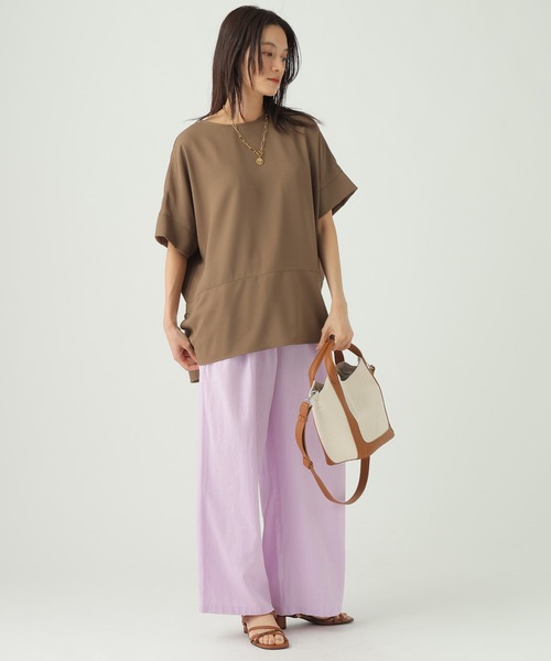 Elura（エルーラ）の「リネンブレンドワイドパンツ＜低身長サイズあり＞/659648（その他パンツ・レディース・グリーン/チャコールグレー/ライトピンク/ブラウン・FREE(S)/MEDIUM/LARGE/SMALL）」の11枚目の写真