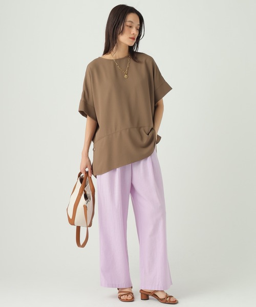 Elura（エルーラ）の「リネンブレンドワイドパンツ＜低身長サイズあり＞/659648（その他パンツ・レディース・グリーン/チャコールグレー/ライトピンク/ブラウン・FREE(S)/MEDIUM/LARGE/SMALL）」の12枚目の写真