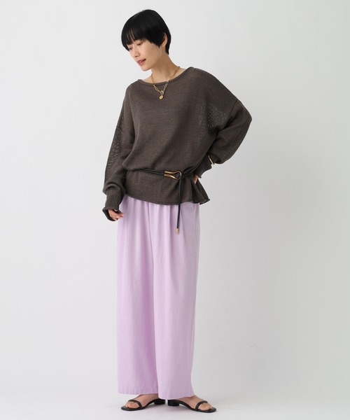 Elura（エルーラ）の「リネンブレンドワイドパンツ＜低身長サイズあり＞/659648（その他パンツ・レディース・グリーン/チャコールグレー/ライトピンク/ブラウン・FREE(S)/MEDIUM/LARGE/SMALL）」の14枚目の写真